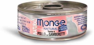 Monge Cat Natural консервы для кошек тунец с курицей и креветками 80г