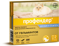 Bayer Профендер 70 для кошек 2,5-5 кг (2 пипетки х 0,35 мл)