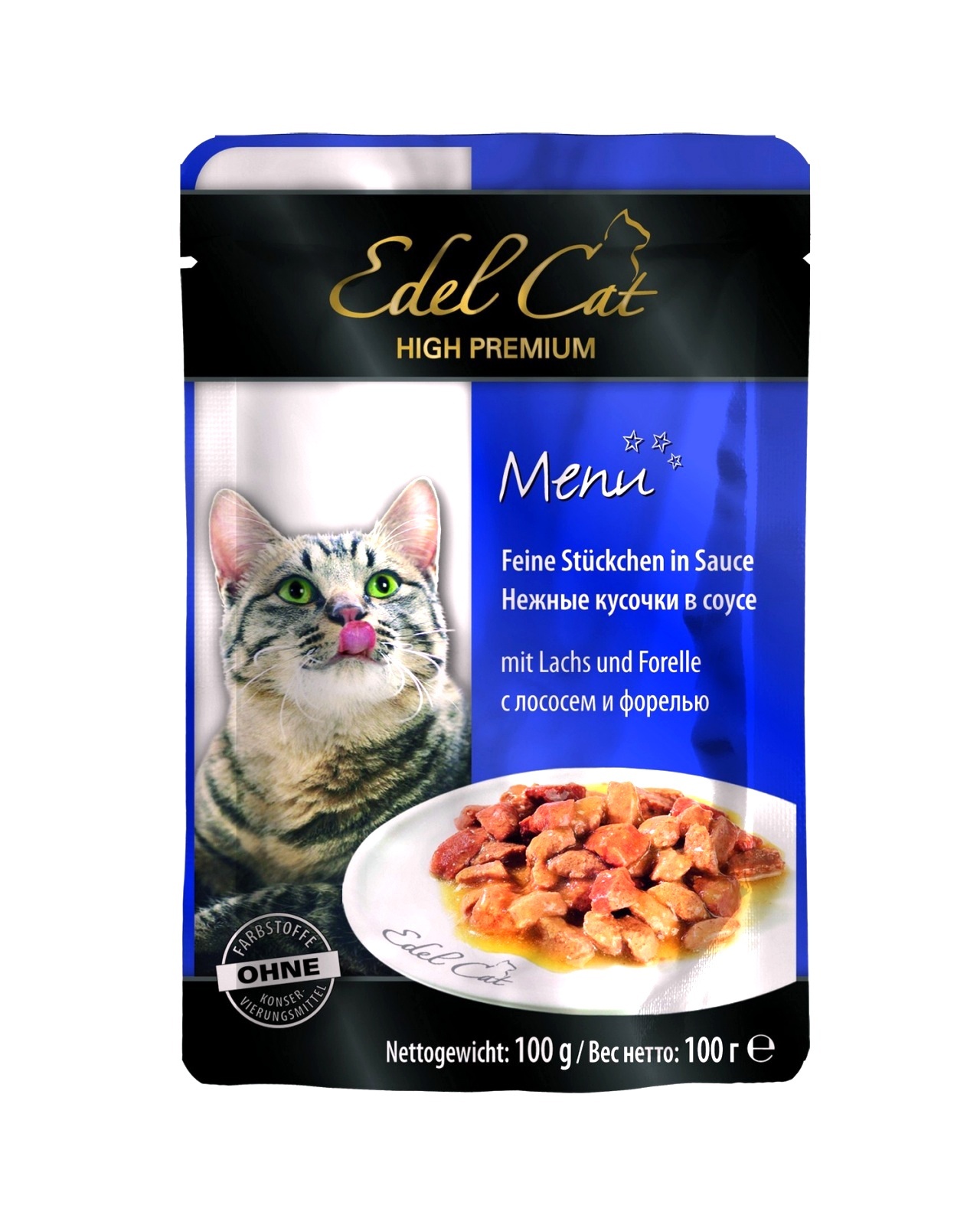 Edel Cat Паучи Кусочки в желе с лососем и форелью