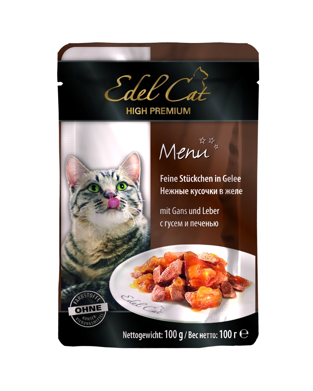 Edel Cat Паучи Кусочки в желе с гусем и печенью