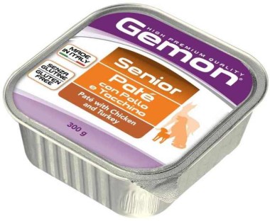 Gemon Dog консервы для пожилых собак паштет курица с индейкой 300г
