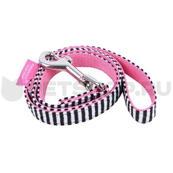 Поводок в ч/б полоску с розовой обратной стороной, размер M