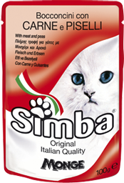 Simba Cat Pouch паучи для кошек мясо с горохом 100г