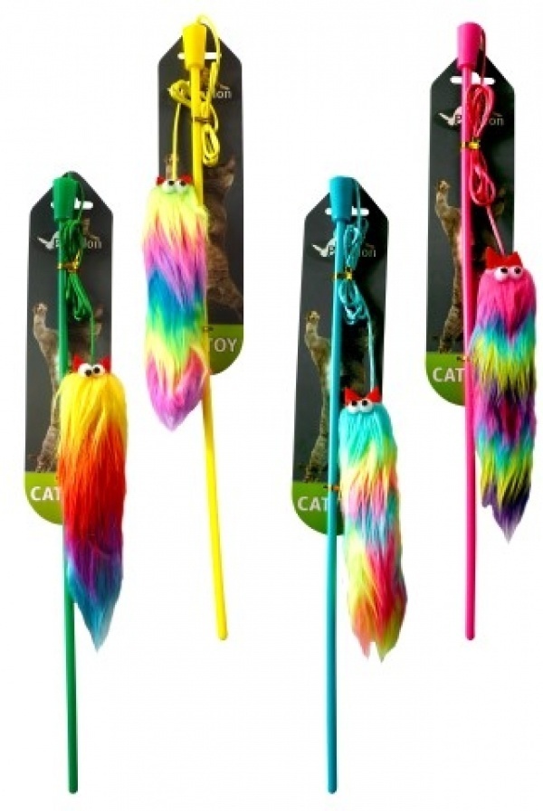 Дразнилка Удочка с мышкой 15 см (Fishing rod with flat rainbow mouse 15 cml) 240074
