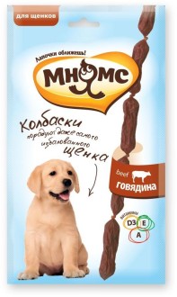 Мнямс мягкие колбаски с говядиной для щенков 30 г