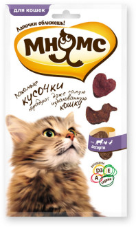 Мнямс лакомые кусочки для кошек мясное ассорти, курица, ягненок, утка 35 г