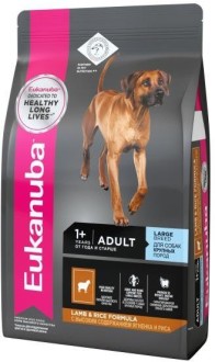 Корм Eukanuba для взрослых собак крупных пород с чувствительным пищеварением, с ягненком и рисом
