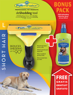 FURminator для собак крупных короткошерстных пород 10 см + ПОДАРОК спрей против линьки 250 мл