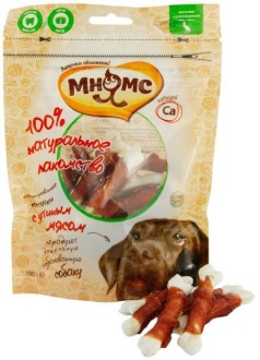 Мнямс лакомство для собак кальцинированные косточки с утиным мясом 100 г
