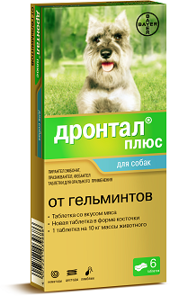 Bayer Дронтал плюс со вкусом мяса для собак 6 таб.