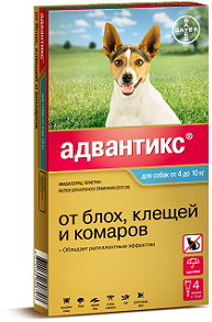 Bayer Адвантикс 100 С для собак 4-10 кг (4 пипетки х 1 мл)