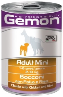 Gemon Dog Mini консервы для собак мелких пород кусочки курицы с рисом 415г