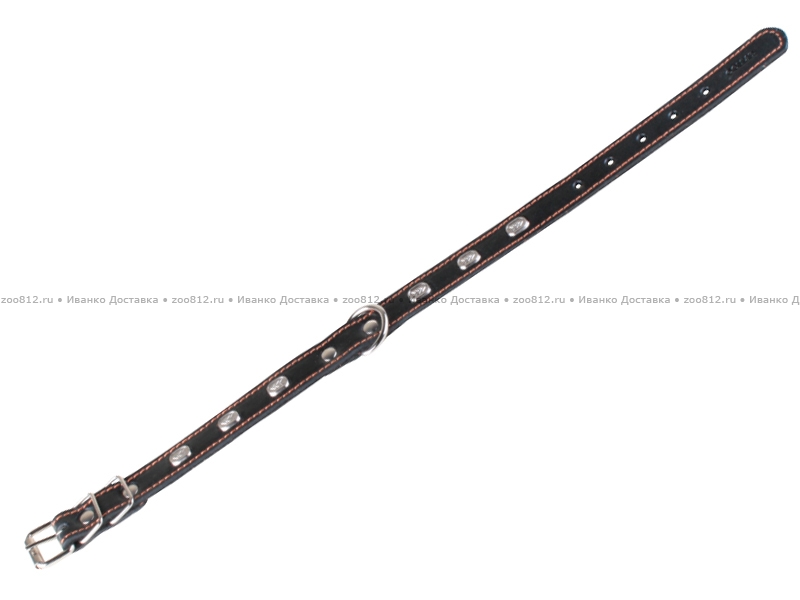 Collar одинарный черный ошейник с украшением для собак