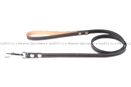 Collar двойной поводок чёрного цвета с прошивкой для собаки