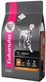 Корм Eukanuba для взрослых собак всех пород с чувствительным пищеварением, с ягненком и рисом