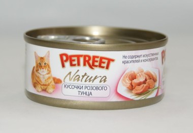 Petreet консервы для кошек кусочки розового тунца 70 г