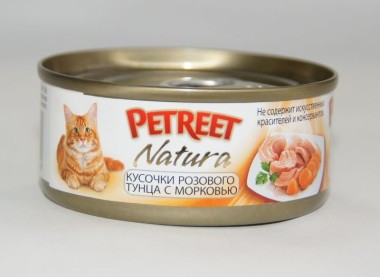 Petreet консервы для кошек кусочки розового тунца с морковью 70 г