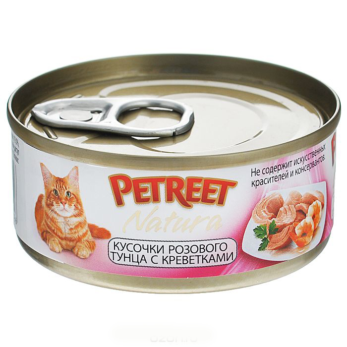 PETREET NATURA кусочки розового тунца с креветками 70гр