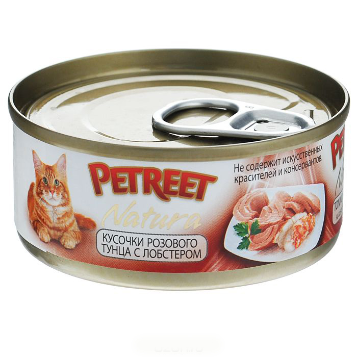 PETREET NATURA кусочки розового тунца с лобстером 70гр