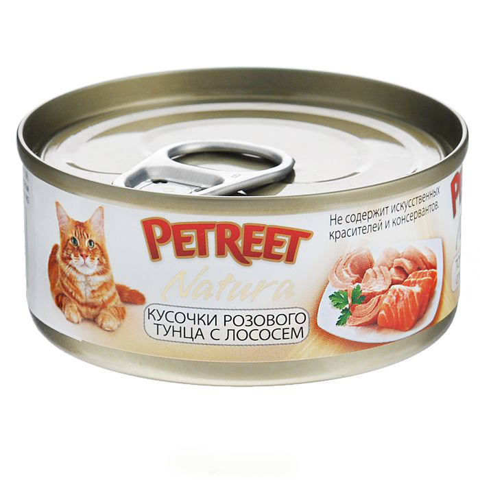 PETREET NATURA кусочки розового тунца с лососем 70гр