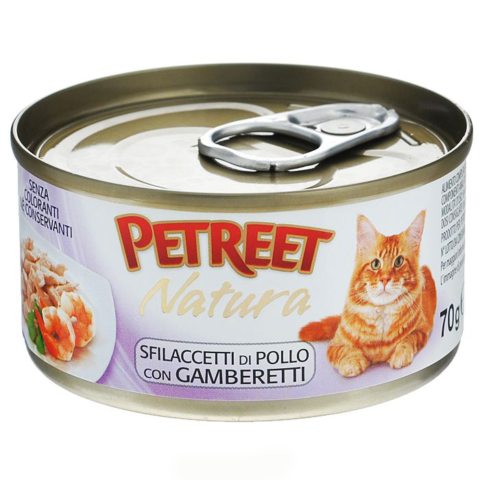 PETREET NATURA куриные грудки с креветками 70гр