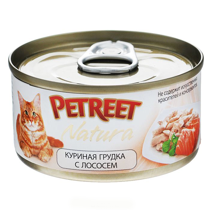 PETREET NATURA куриные грудки с лососем 70гр