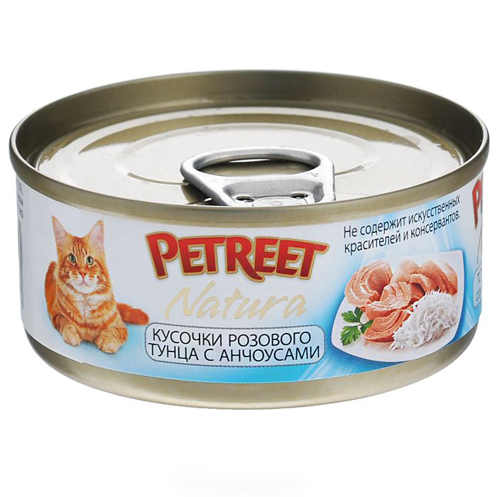 PETREET NATURA кусочки розового тунца с анчоусами 70гр