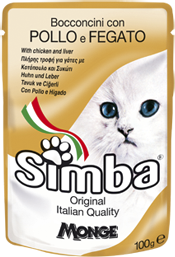 Simba Cat Pouch паучи для кошек курица с печенью 100г