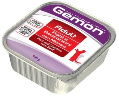 Gemon Cat консервы для кошек паштет с кусочками говядины 100г