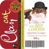 Clan Кусочки в соусе для кошек с говядиной и курицей