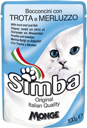 Simba Cat Pouch паучи для кошек форель с треской 100г