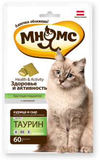 Мнямс хрустящие подушечки для кошек с курицей и сыром 