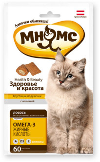 Мнямс хрустящие подушечки для кошек с лососем 