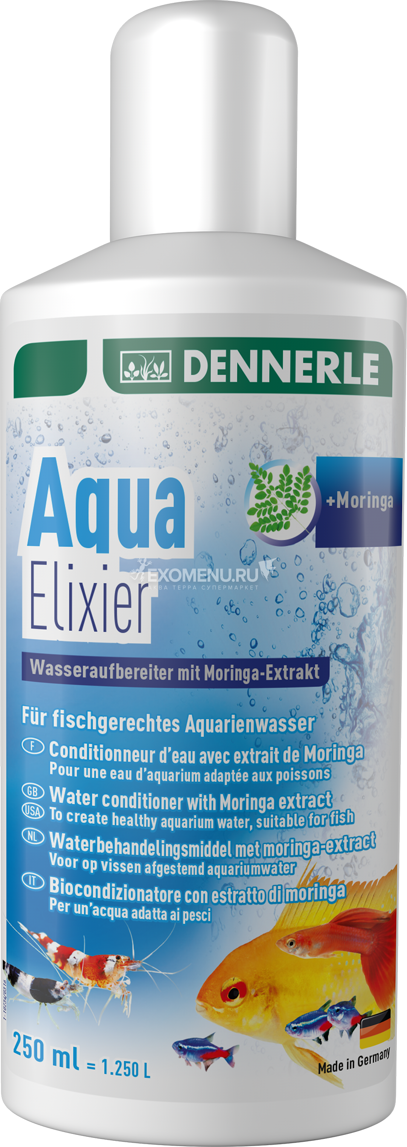 Dennerle Aqua Elixier - Кондиционер для подготовки аквариумной воды, 250 мл на 1250 л
