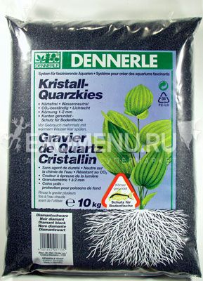 Аквариумный грунт Dennerle Kristall-Quarz, гравий фракции 1-2 мм, цвет черный, 10 кг.