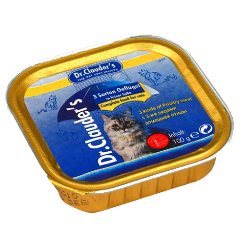 Dr. Clauder`s паштет - кусочки для кошек в соусе с 3-мя видами домашней птицы