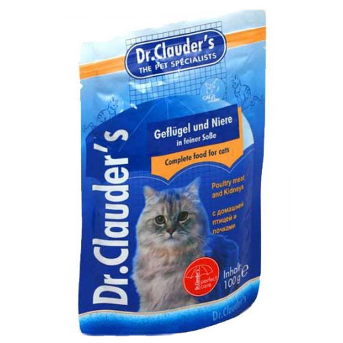 Dr. Clauder`s паучи для кошек со вкусом домашней птицы и почек