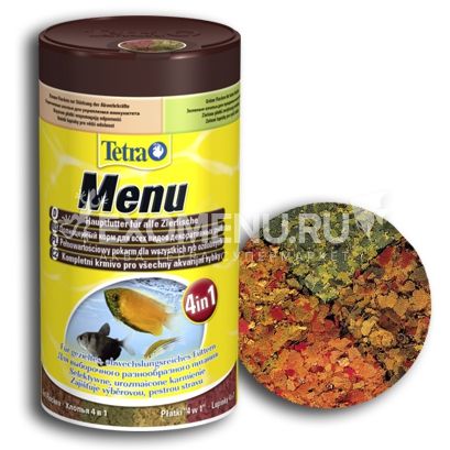 Корм из 4-х разных видов хлопьев для всех видов рыб Tetra Menu, 100 ml