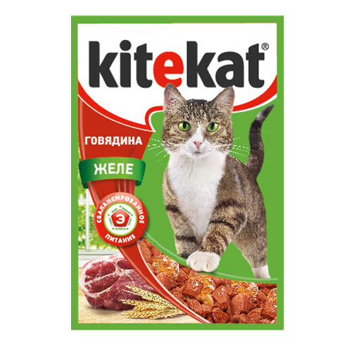 Kitekat паучи для кошек с говядиной и морковью в желе