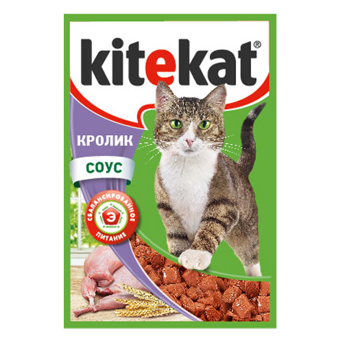 Kitekat паучи для кошек в соусе с кроликом