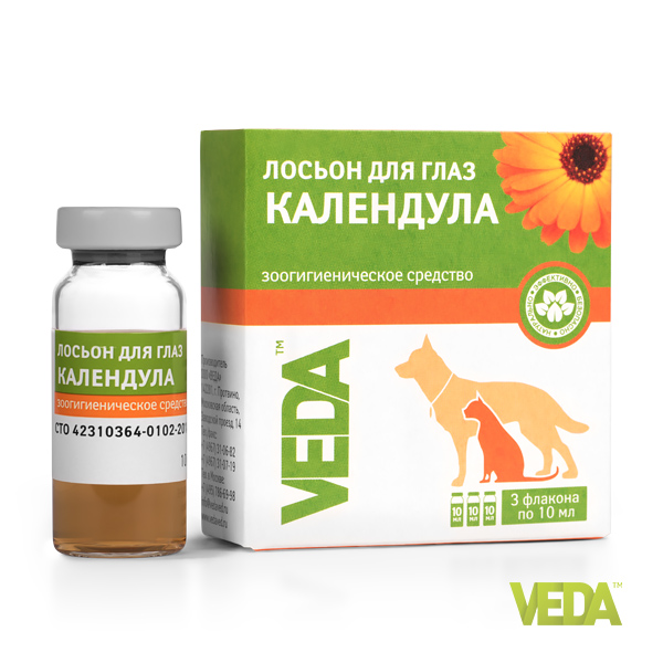 Лосьон для глаз "Календула" зоогигиенический лосьон д/собак и кошек 3фл*10мл
