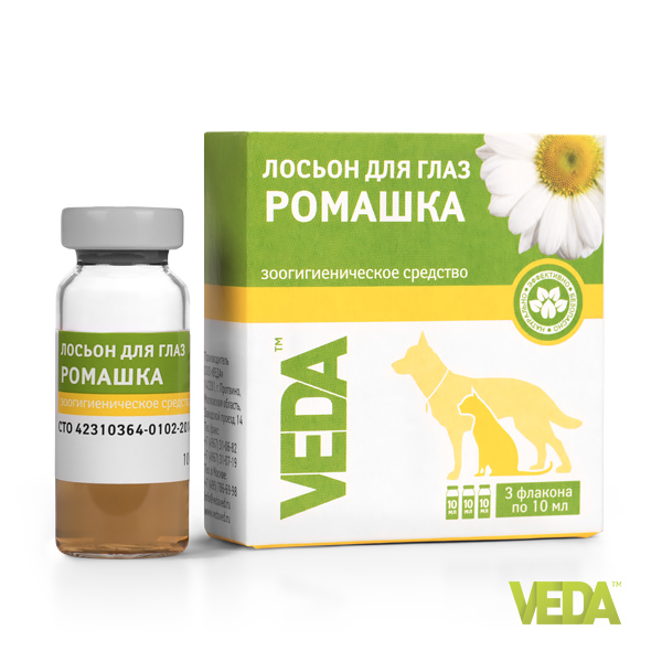 Лосьон для глаз "Ромашка" зоогигиенический лосьон д/собак и кошек 3фл*10мл