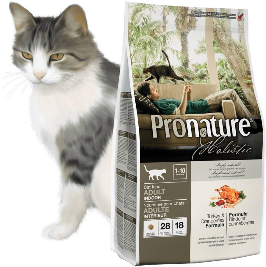 Pronature Holistic Adult Indoor сухой корм для домашних кошек (с индейкой и клюквой)