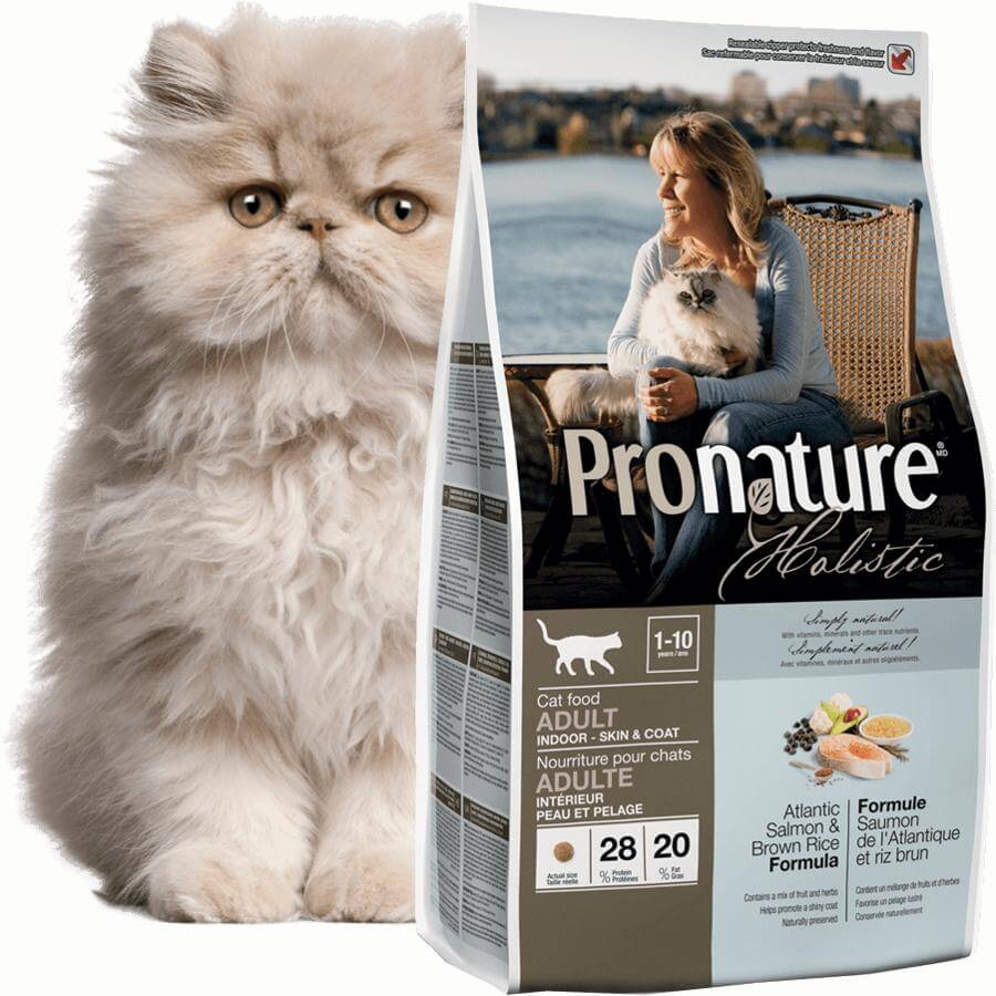 Pronature Holistic Adult Indoor сухой корм для здоровья кожи и шерсти взрослых кошек (с лососем и рисом)