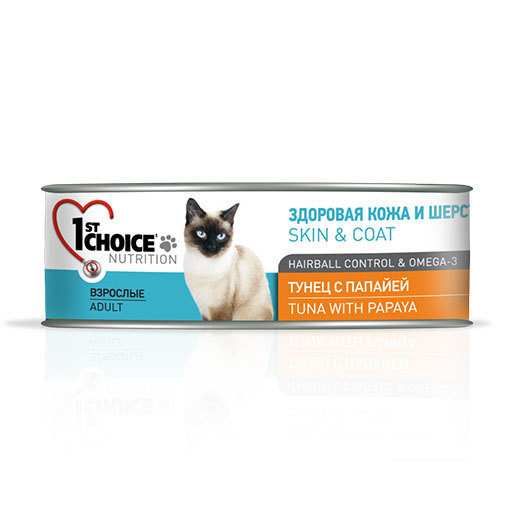 1st Choice Skin & Coat консервы для кошек ТУНЕЦ С ПАПАЙЕЙ