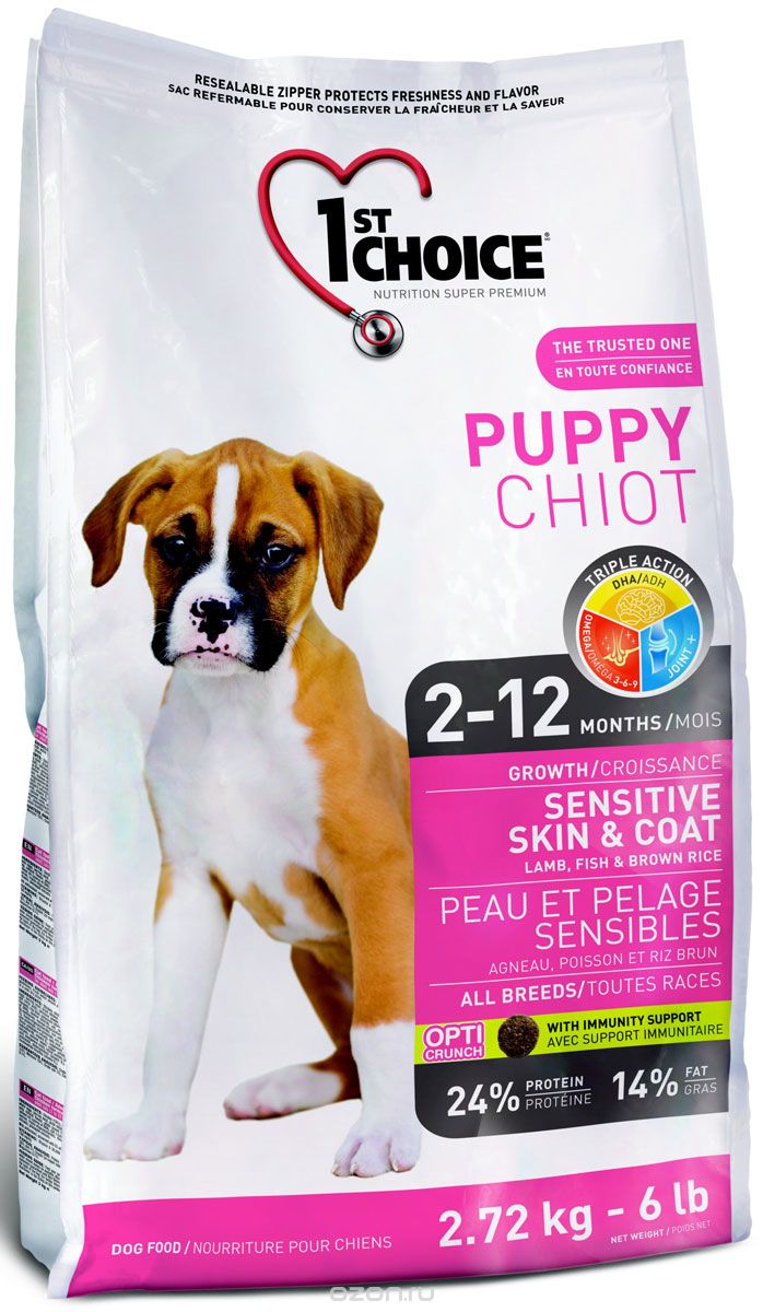 1st Choice Puppy сухой корм для здоровья кожи и шерсти щенков (с ягненком, рыбой и рисом)