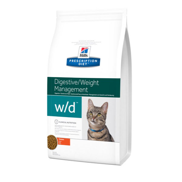 Корм Hill's Prescription Diet w/d Digestive сухой диетический, для кошек при поддержании веса и сахарном диабете, с курицей