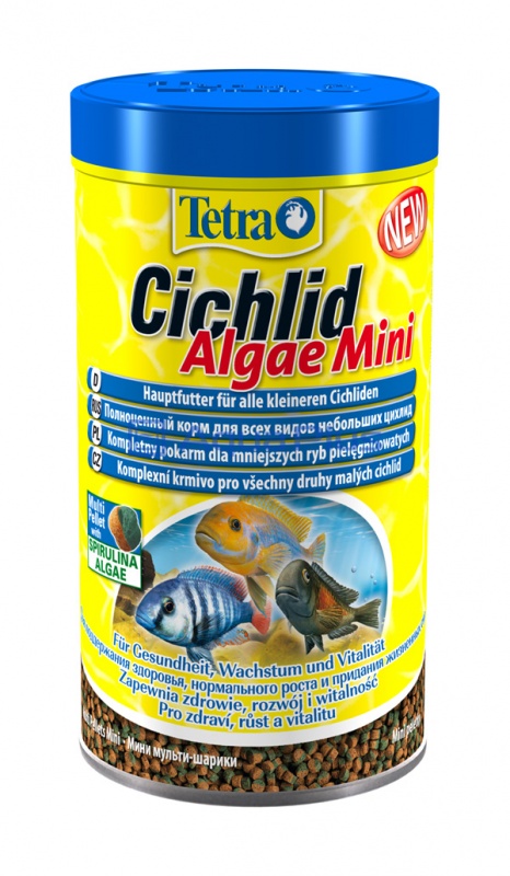 Корм для небольших травоядных цихлид Tetra Cichlid Algae Mini 500 ml мелкие шарики