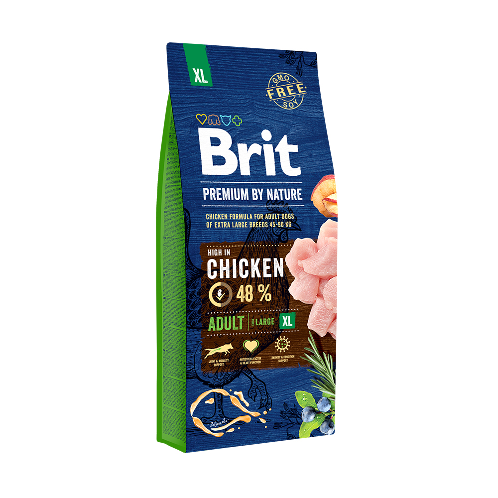 Корм Brit корм для взрослых собак гигантских пород, с курицей, Nature Adult XL