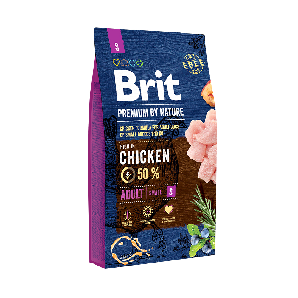 Корм Brit корм для взрослых собак мелких пород, с курицей, Premium by Nature Adult S